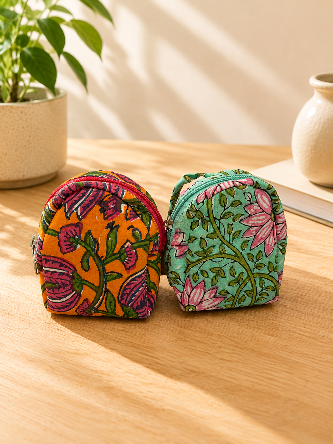 Mini Hand Block Printed Multipurpose Bag - Set of 2 